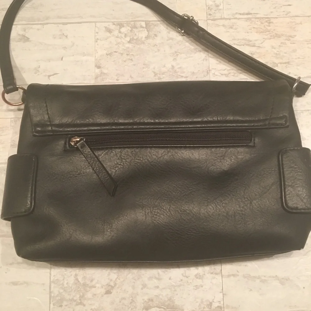 NICOLE MILLER Laura Crossbody Purse Black Faux Bag